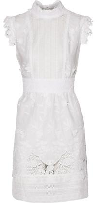 زفاف - Anna Sui Crocheted Silk Lace-Trimmed Broderie Anglaise Cotton Mini Dress