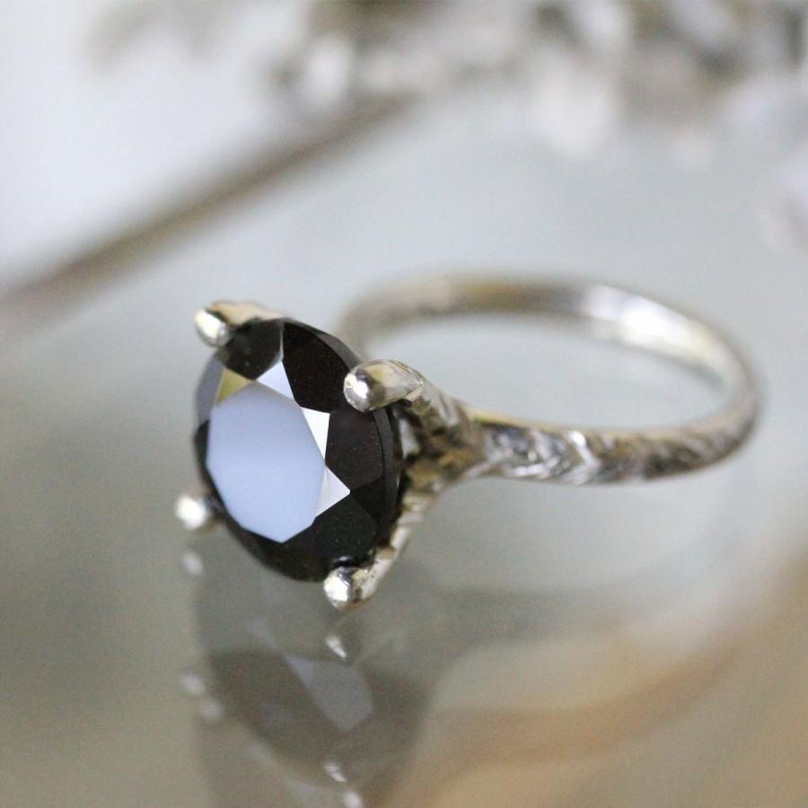 زفاف - Black Spinel Sterling Silver Ring, Gemstone RIng, No Nickel, Eco Friendly, Engagement Ring, Cocktail Ring, Stacking Ring -Made To Order
