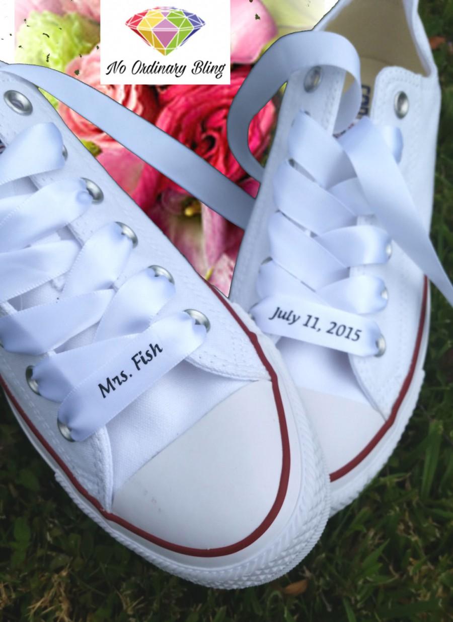 white converse with ribbon laces