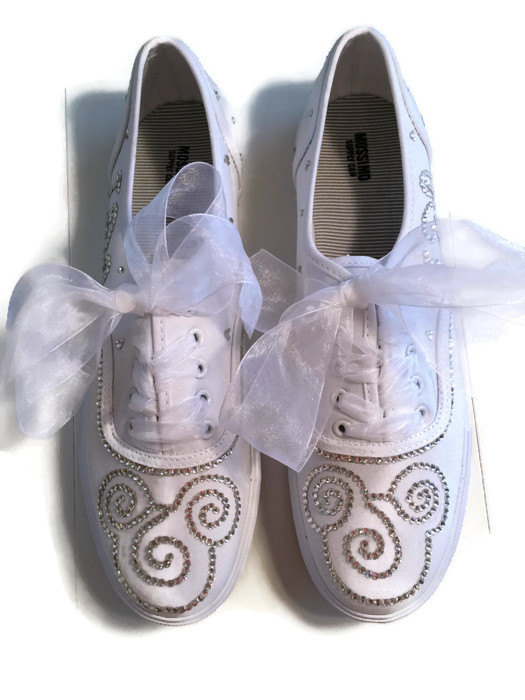 Mariage - Disney Wedding Shoes Sneakers Crystal Rhinestones Mickey Mouse