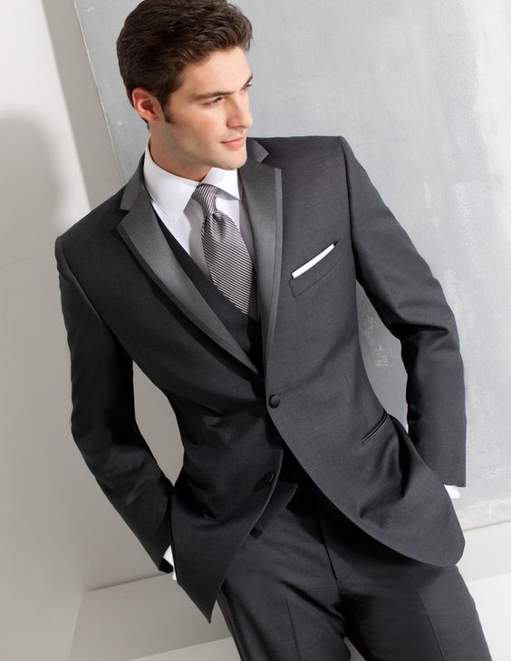 زفاف - Custom Made Size And Color Two Buttons Groom Tuxedos Dark Blue Best Man Suit Groomsman Bridegroom Wedding Suits