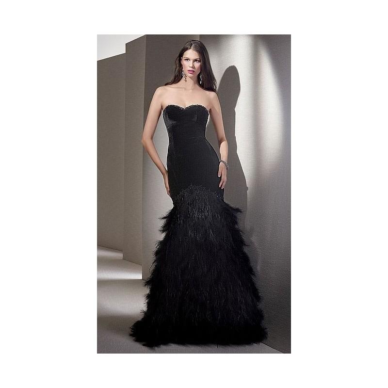 زفاف - Alyce Black Label Velvet and Feather Evening Dress 5473 - Brand Prom Dresses