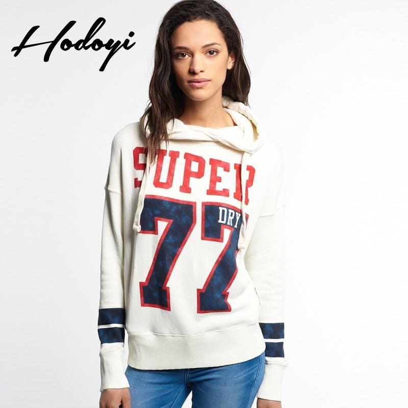 زفاف - Oversized Vogue Student Style Sport Style Printed Alphabet Casual Long Sleeves Top Hoodie - Bonny YZOZO Boutique Store
