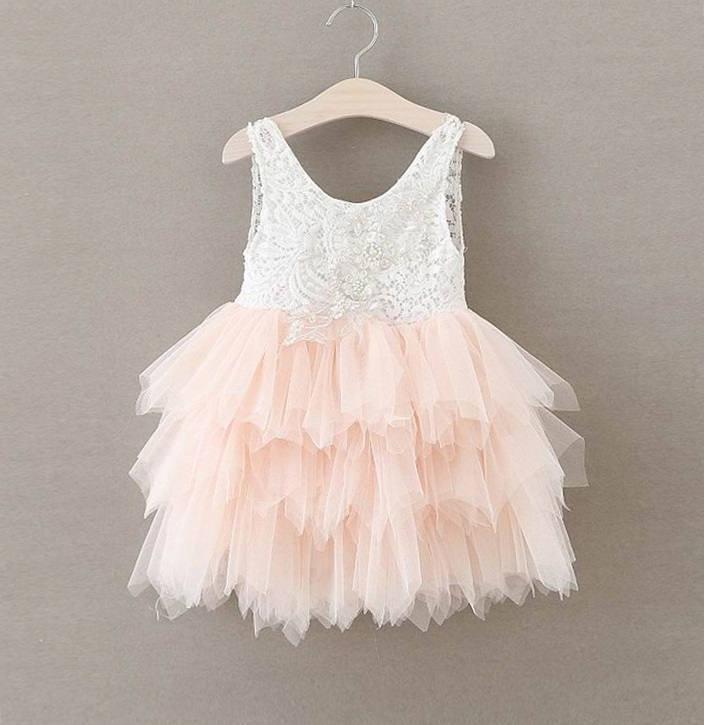 Mariage - Pink flower girl dress,White lace dress,Pink tutu dress,Pink tulle dress, Bridesmaid,Birthday,Wedding, Holiday,Party, Rustic wedding