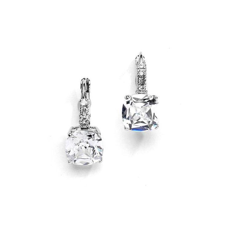 Hochzeit - 5CT Cushion Cut Russian Lab Diamond Dangle Earrings
