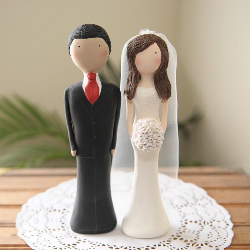 Hochzeit - Custom Designed and Hand Sculpted Wedding Cake Toppers - Couple
