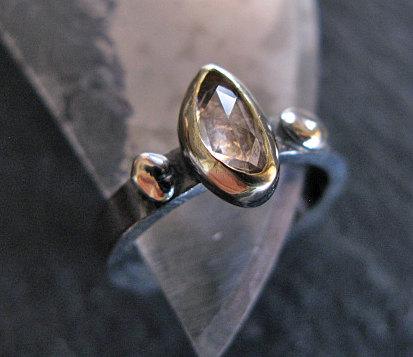 Mariage - Genuine Zircon Ring Zircon Slice Modern Ring Size 6 1/2 Boho Ring Unique Engagement Ring Black Ring Organic Gemstone Ring Promise Ring Gold
