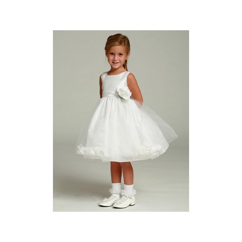 Hochzeit - White Flower Girl Dress - Shantung Bodice w/ Tulle Skirt Style: D480 - Charming Wedding Party Dresses
