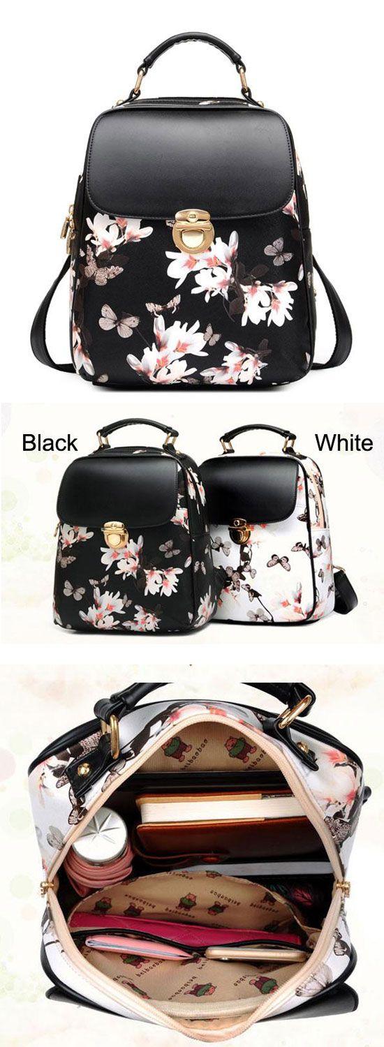 Wedding - Fresh Girl Butterfly Flower School Bag Casual Backpack