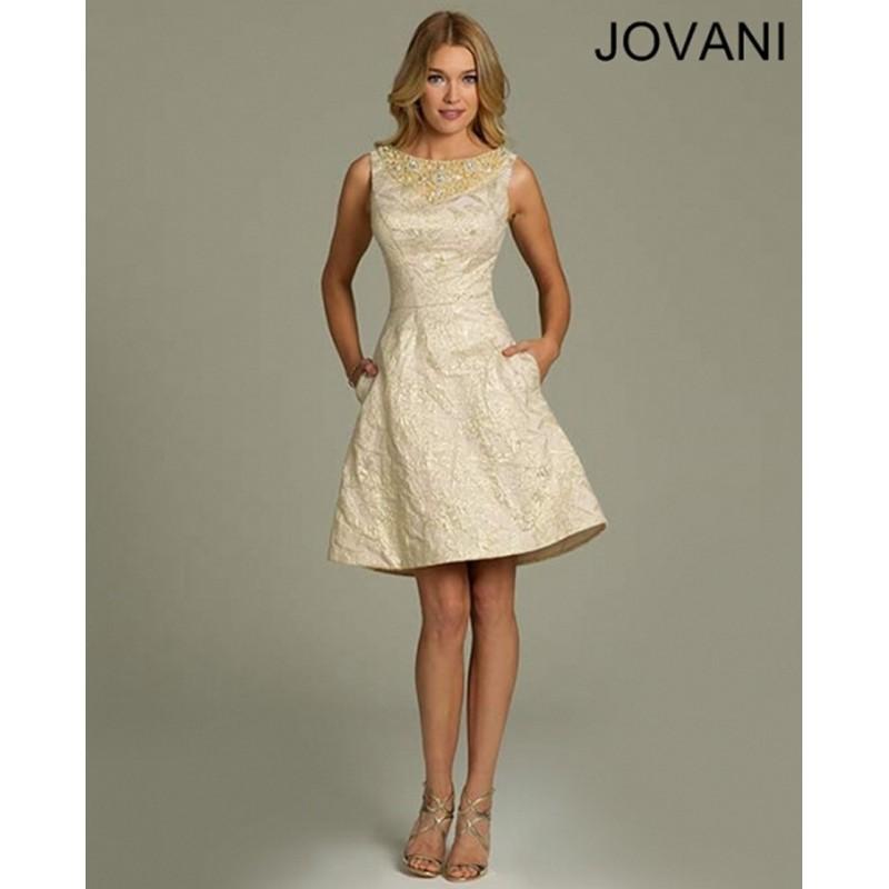 Mariage - Jovani 88902 Bateau Neckline Open Back Side Pocket A-line - A Line Jovani Social and Evenings Cocktail Bateau Dress - 2017 New Wedding Dresses