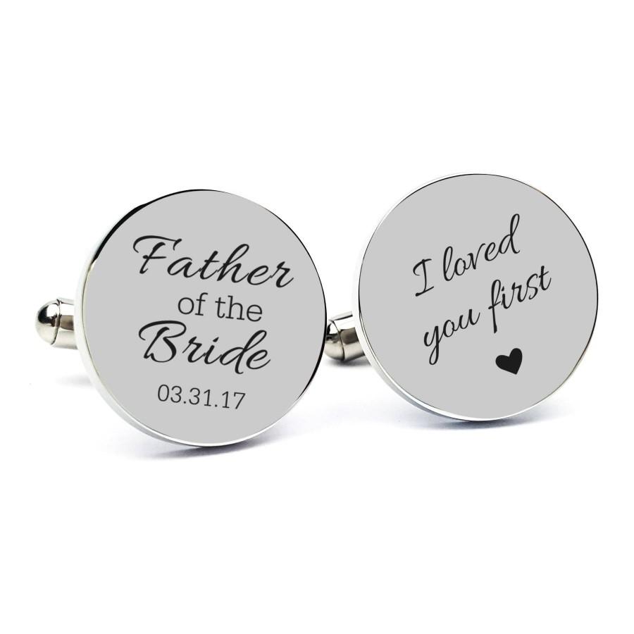 Свадьба - Personalized Cufflinks Engraved Cufflinks Round Cufflinks Cuff link Gifts for Him Father of the Bride Cufflink Father of the Bride Gift