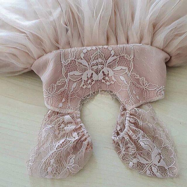 Mariage - Dusty blush/ dusty rose/ dusty taupe "Raspberry Field" Flower Girl Dress French Lace and Silk like Tulle Dress for baby girl