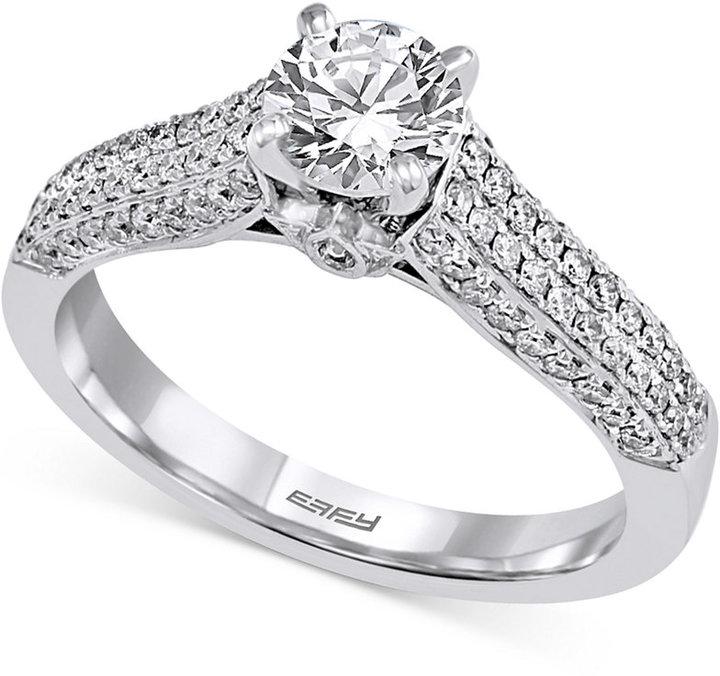 Wedding - Effy Diamond Pave Engagement Ring (1 ct. t.w.) in 14k White Gold