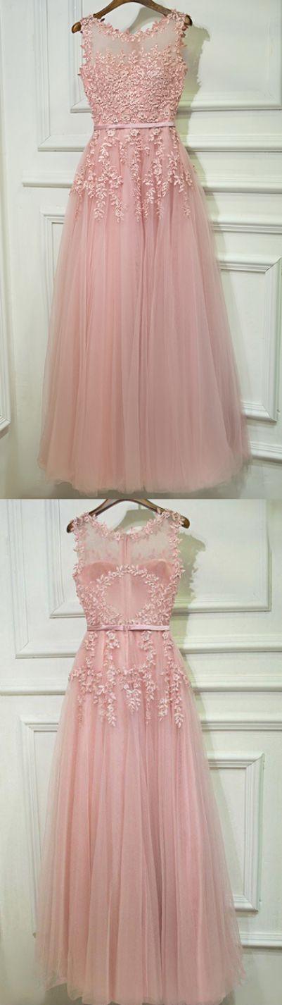 زفاف - Dazzling Pink Prom Dresses, Long Prom Dresses, Sleeveless Prom Dresses, Belt/Sash/Ribbon Prom Dresses, Floor-length Prom Dresses WF01G46-916