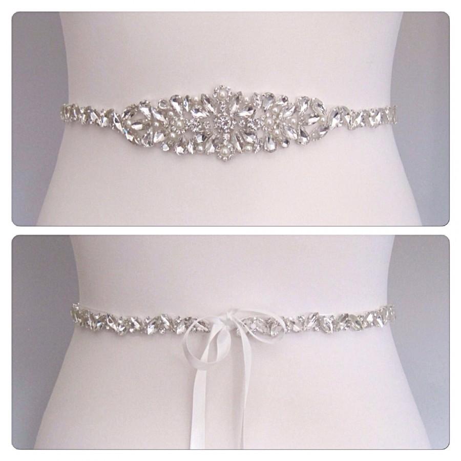 زفاف - Crystal bridal sash wedding gown sash rhinestone belt Kate sale
