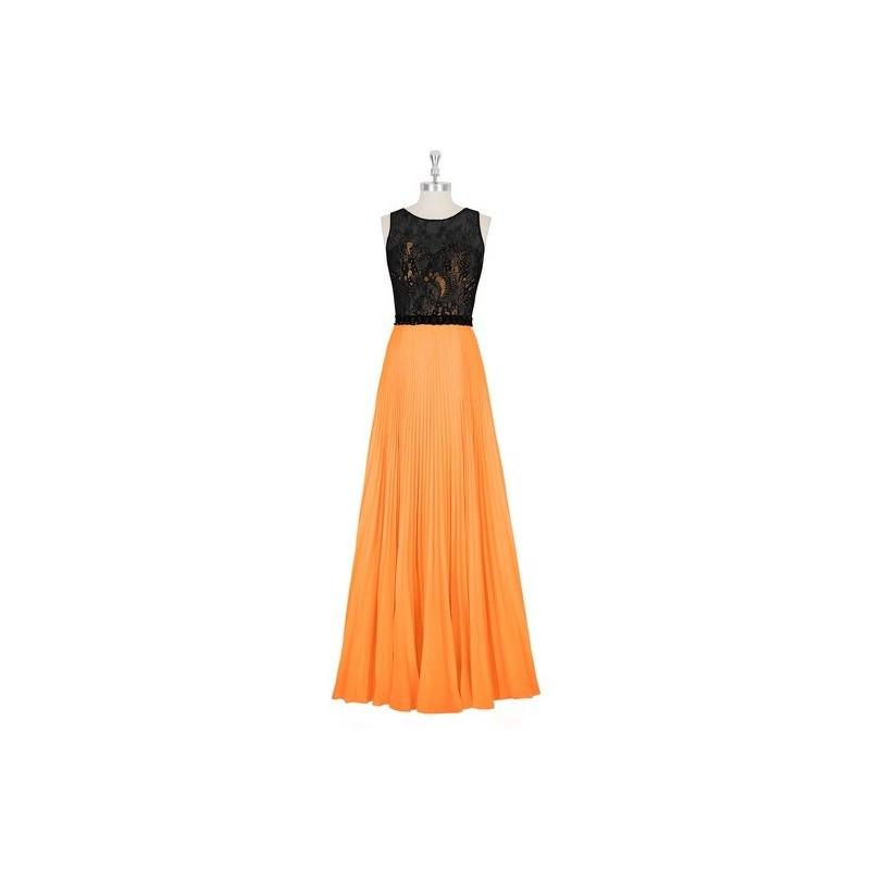 Mariage - Tangerine Azazie Mayra - Illusion Scoop Floor Length Chiffon And Lace Dress - Charming Bridesmaids Store