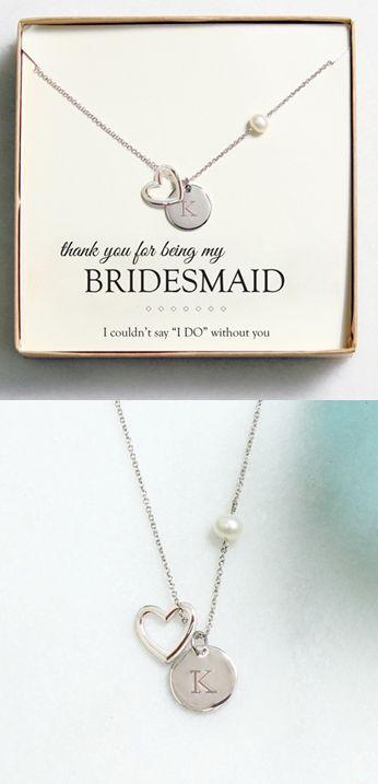 Hochzeit - Bridesmaid Initial Necklace