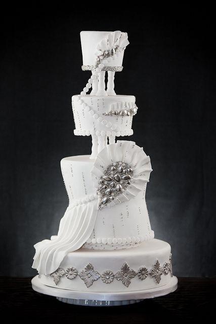 Wedding - Silver & White Wedding Cake