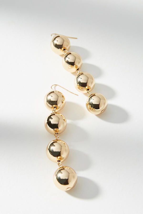 زفاف - Golden Sphere Drop Earrings