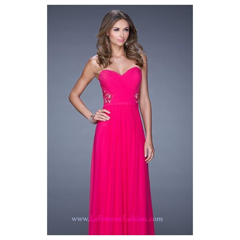 زفاف - Deep Pink Net Jersey Gown by La Femme - Color Your Classy Wardrobe