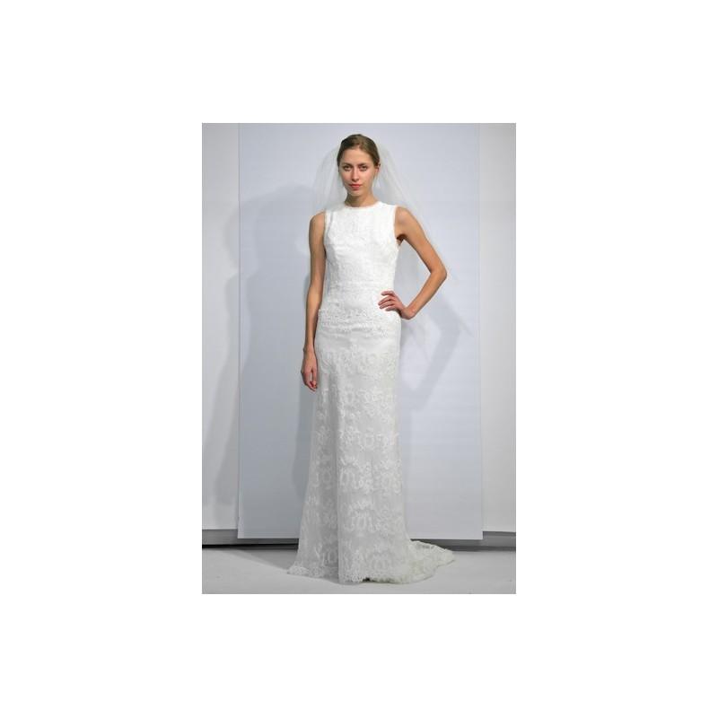 Mariage - Justina McCaffrey FW12 Dress 1 - Fall 2012 Full Length Justina McCaffrey White Sheath High-Neck - Rolierosie One Wedding Store