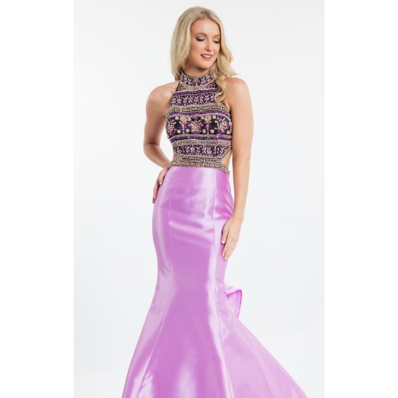 Mariage - Black/Lilac Beaded Ruffled Mermaid Gown by Rachel Allan - Color Your Classy Wardrobe