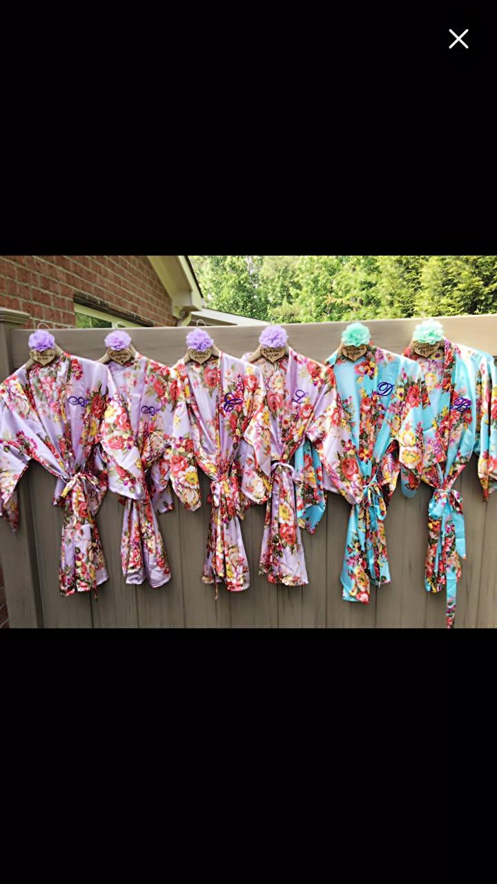 Wedding - Bridesmaid robes set of 6, Bridal Party Robes, Matching Robes, Kimono Robes, Bridesmaid gift, getting ready robes,