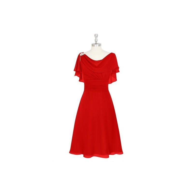 Hochzeit - Red Azazie Keely MBD - Cowl Chiffon V Back Knee Length Dress - Cheap Gorgeous Bridesmaids Store