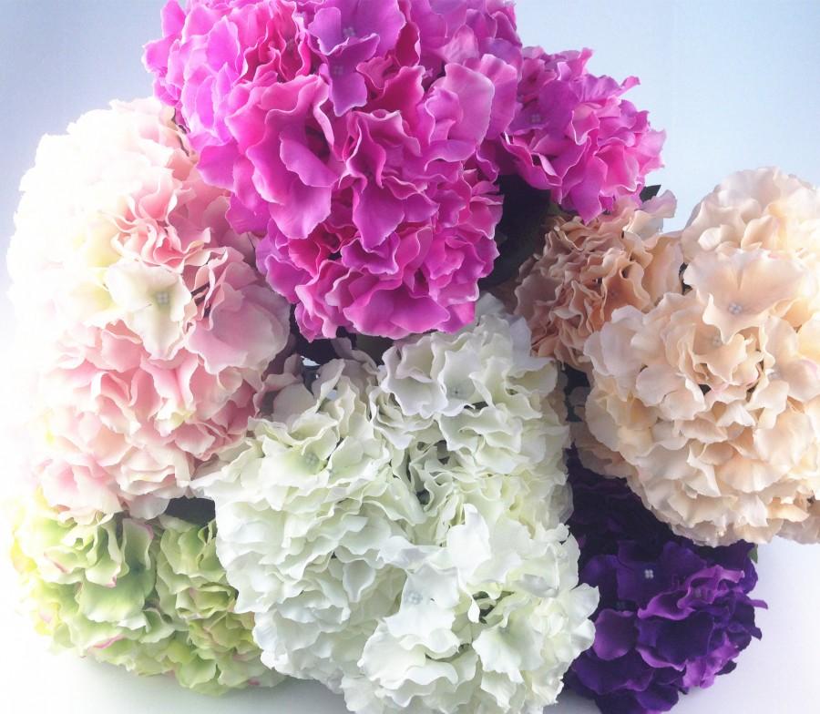 Hochzeit - Artificial Hydrangea Silk Flower 5 Big Heads Bouquet Home Decoration(CTJZ21-ARTHYD-)