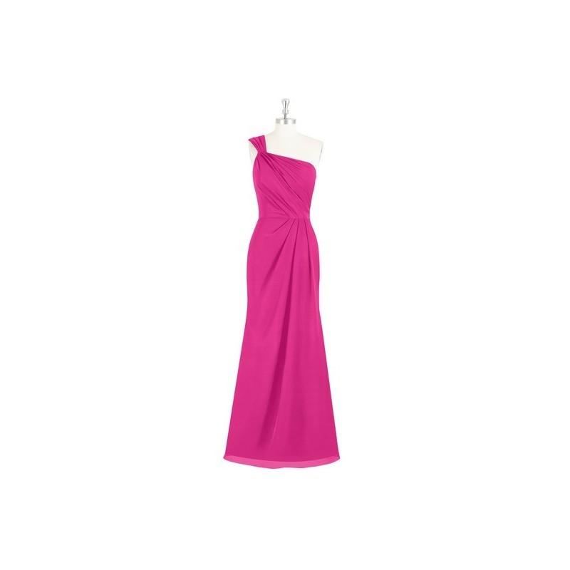 Mariage - Fuchsia Azazie Carissa - Strap Detail Floor Length Chiffon One Shoulder Dress - Charming Bridesmaids Store