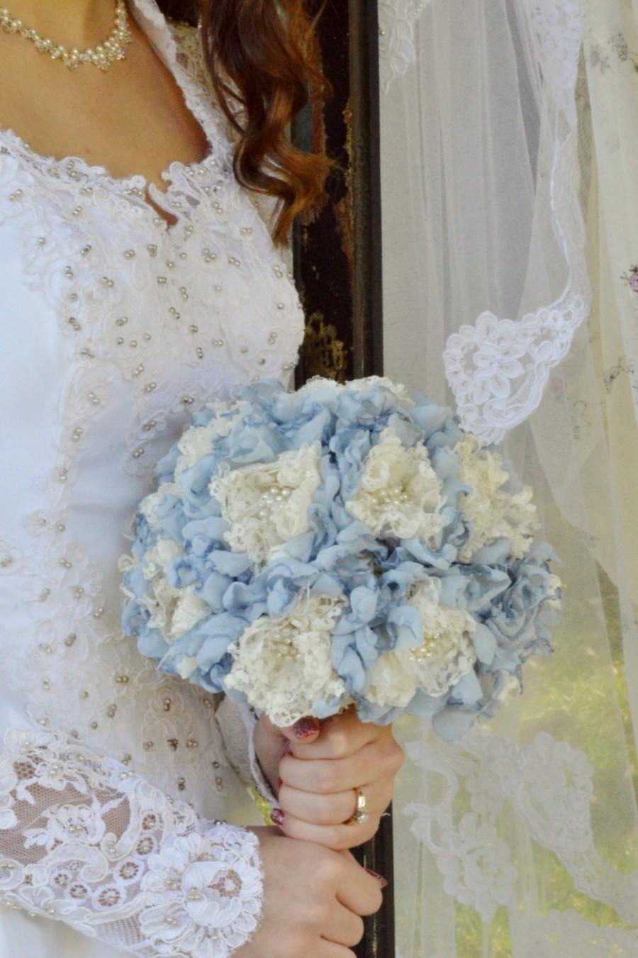 Wedding - Shabby Chic Pearl and Rhinestone Flower Bouquet