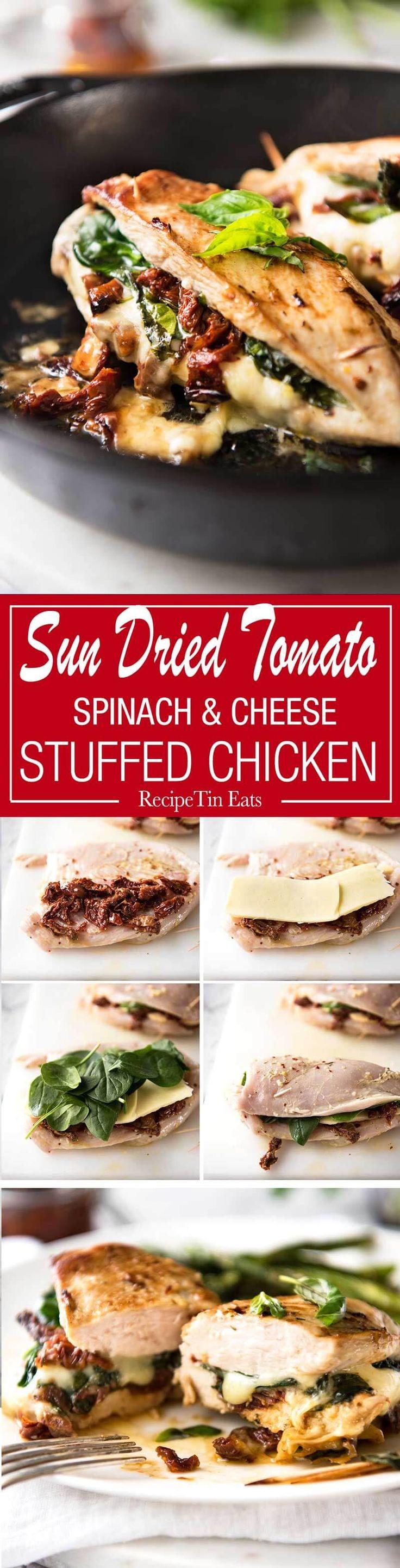 Hochzeit - Sun Dried Tomato, Spinach & Cheese Stuffed Chicken Breast