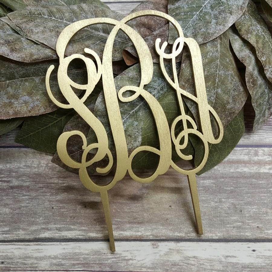 Mariage - Monogram Cake Topper - Personalized Cake Topper - Bride's Cake - Initial Cake Topper - Painted