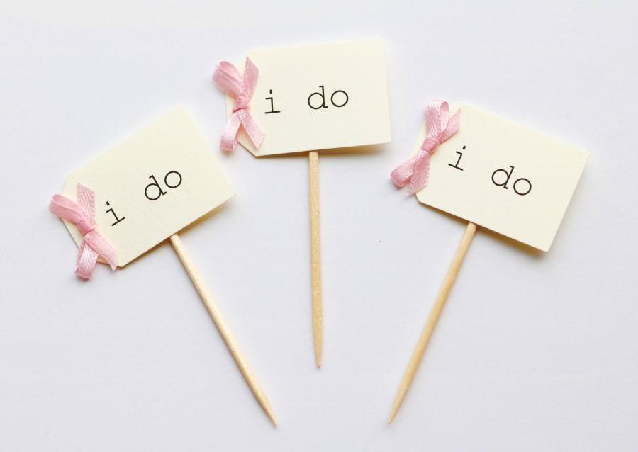 Hochzeit - 12 i do cupcake toppers, beige with blush pink i do cupcake picks, blush pink i do cupcake toppers, beige and blush cupcakes, cupcake picks