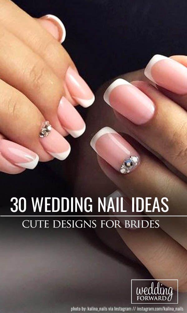 Mariage - Jeweled French Nails