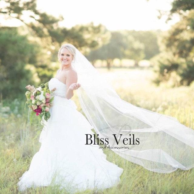 Wedding - Chapel Veil -  Gorgeous Pencil Edge Veil - Available in 10 Sizes & 11 Colors - Fast Shipping!