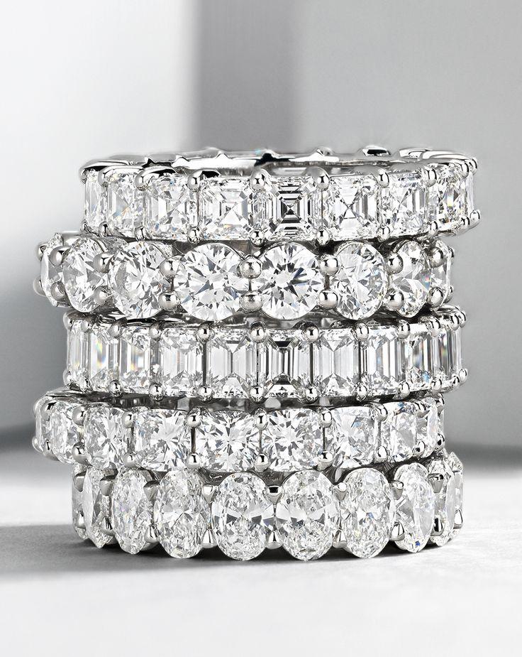 Hochzeit - Brilliant Emerald Cut Diamond Eternity Ring In Platinum (4.5 Ct. Tw