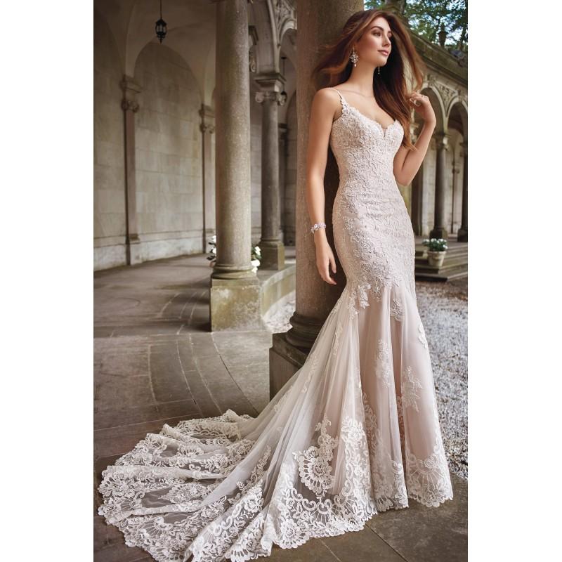 زفاف - Style 117282 by David Tutera for Mon Cheri - Ivory  Blush Lace  Tulle Floor Straps  V-Neck Wedding Dresses - Bridesmaid Dress Online Shop