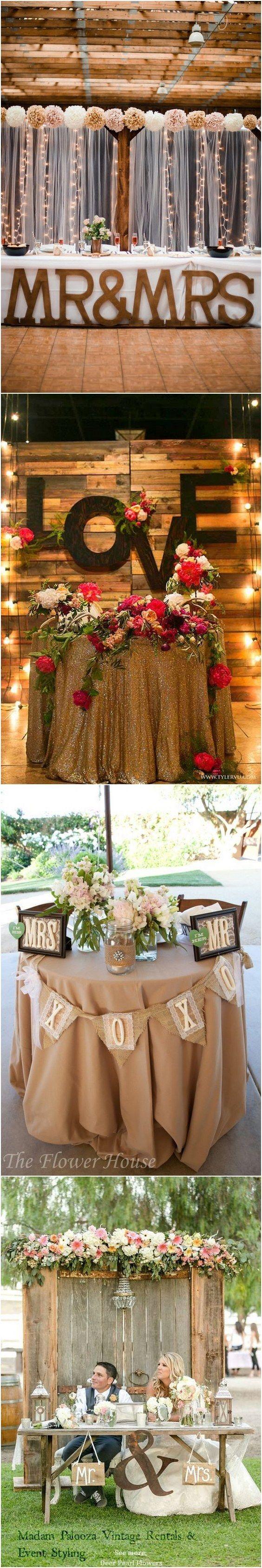 Mariage - Top 20 Rustic Country Wedding Sweetheart Table Ideas