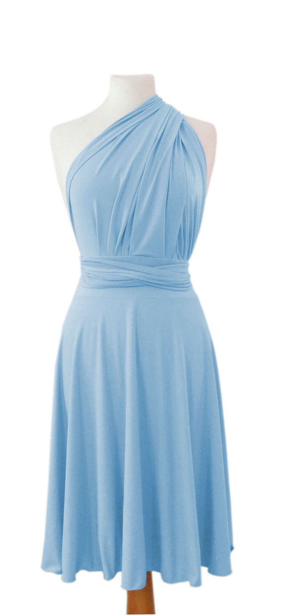 زفاف - Maternity Infinity Dress knee length dress in baby blue color
