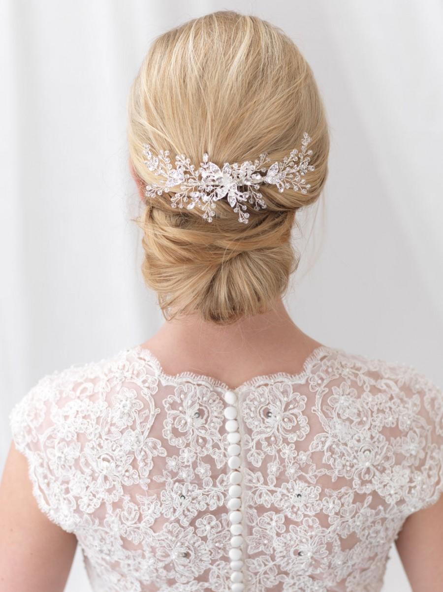 Wedding - Floral Back Comb, Bridal Hair Comb, Swarovski Crystal Hair Comb, Wedding Back Comb, Bridal Hair Accessory, Bridal Headpiece, Bride ~TC-2297