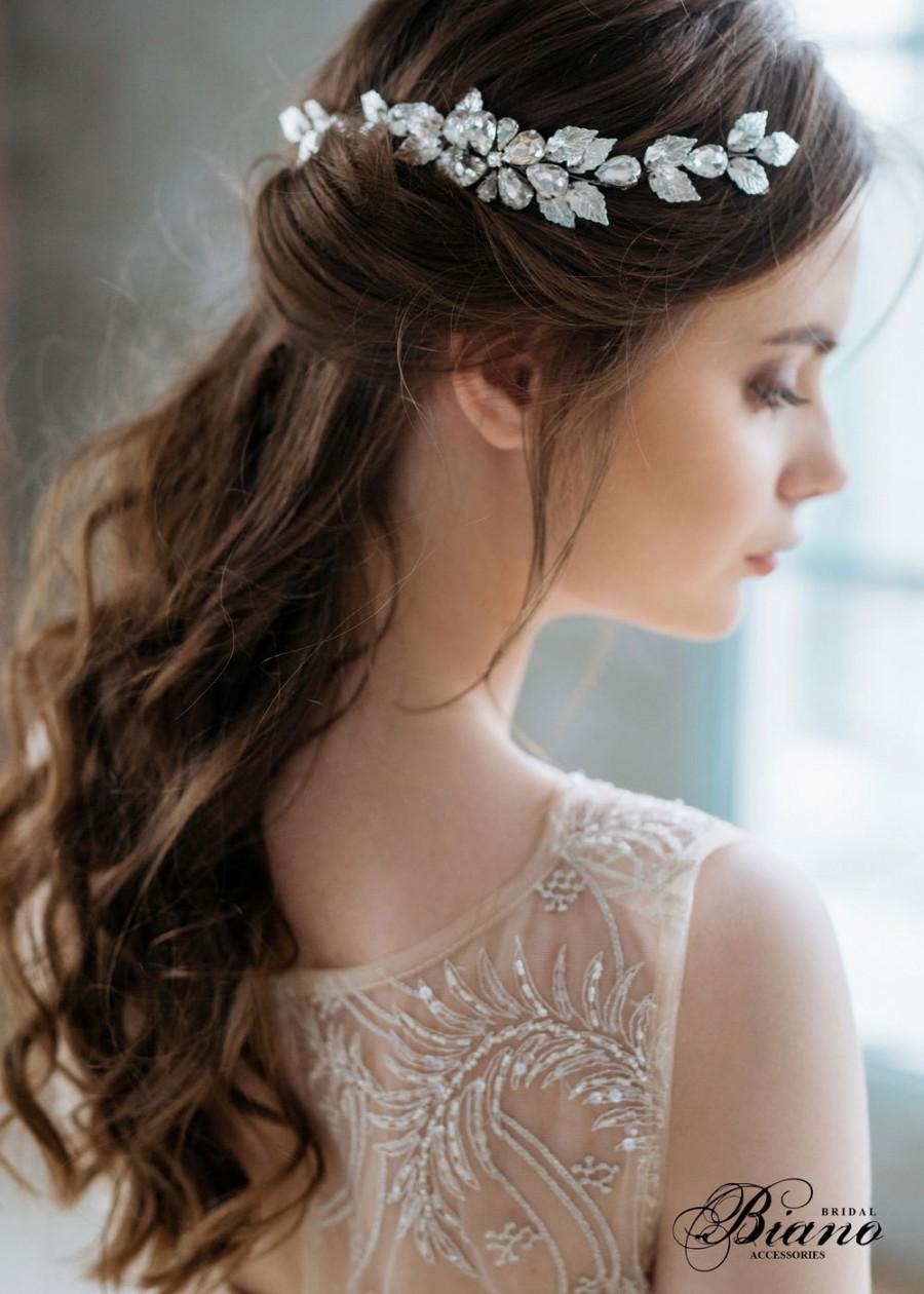 Hochzeit - Leaf Hair Comb, Wedding Headpiece, Grecian Head piece, Greek Headpiece, Rhinestones Headpiece, Wedding Hair Accessories, Gold leaf Headpiece