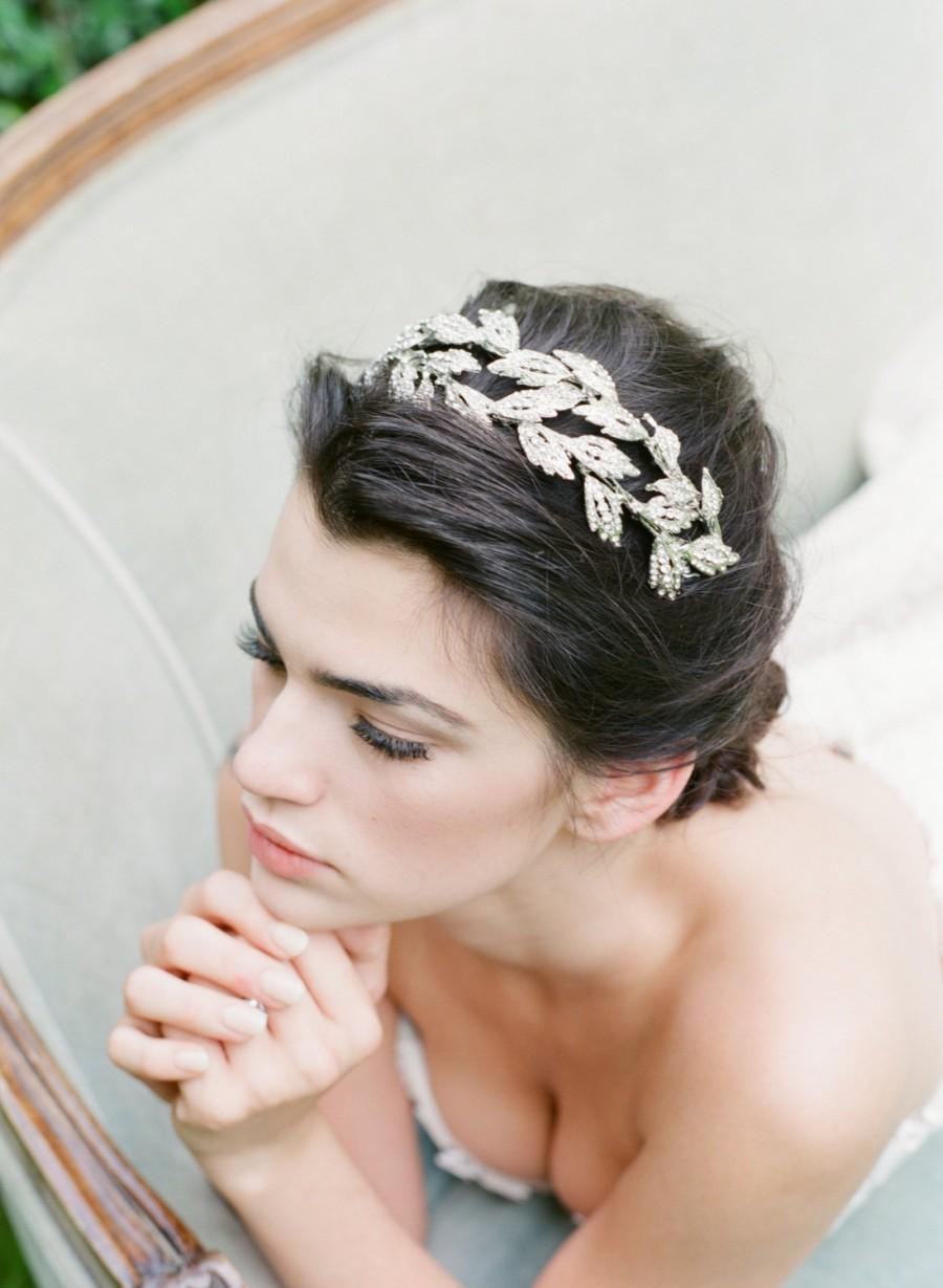 زفاف - Bridal Leaf Crown -  ALESIA Silver Swarovski Crystal Leaf Tiara , Silver Leaves Bridal Headpiece, Leaves Headpiece Lady Mary Tiara Rose Gold