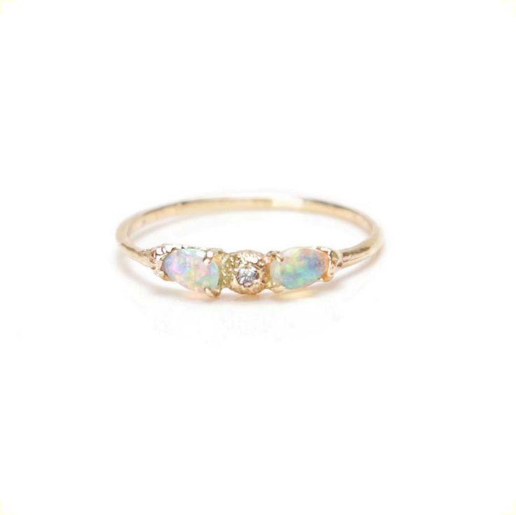 Wedding - Galaxy Drop Opal & Diamond Ring