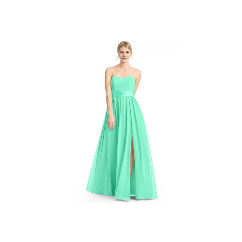 زفاف - Turquoise Azazie Fiona - Floor Length Back Zip Sweetheart Chiffon And Charmeuse Dress - Cheap Gorgeous Bridesmaids Store