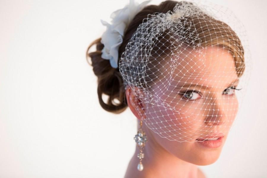 زفاف - Bridal Veil, Mini birdcage Veil, Blusher Veil, Face Veil, Ivory birdcage veil