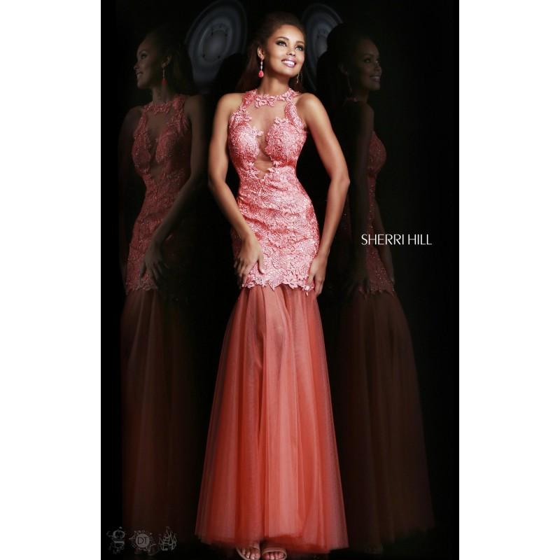 Mariage - Black Sherri Hill 9711 - Lace Open Back Dress - Customize Your Prom Dress