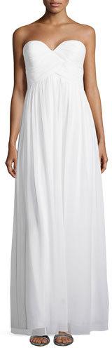 Hochzeit - Donna Morgan Strapless Ruched-Bodice Gown, White Lily