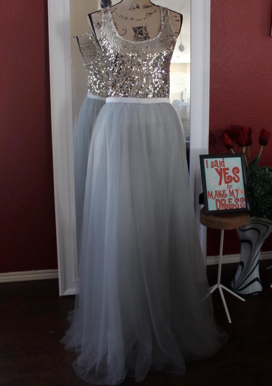 Wedding - Gray maxi tulle skirt / grey tulle skirt floor length skirt / long tulle skirt / custom made skirt / bridesmaid skirt / floor length skirt