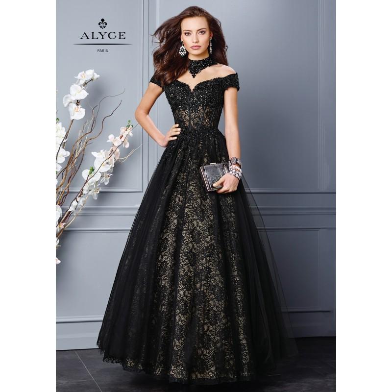 Свадьба - Black Label by Alyce 5707 Illusion Off Shoulder Lace Ball Gown - 2017 Spring Trends Dresses